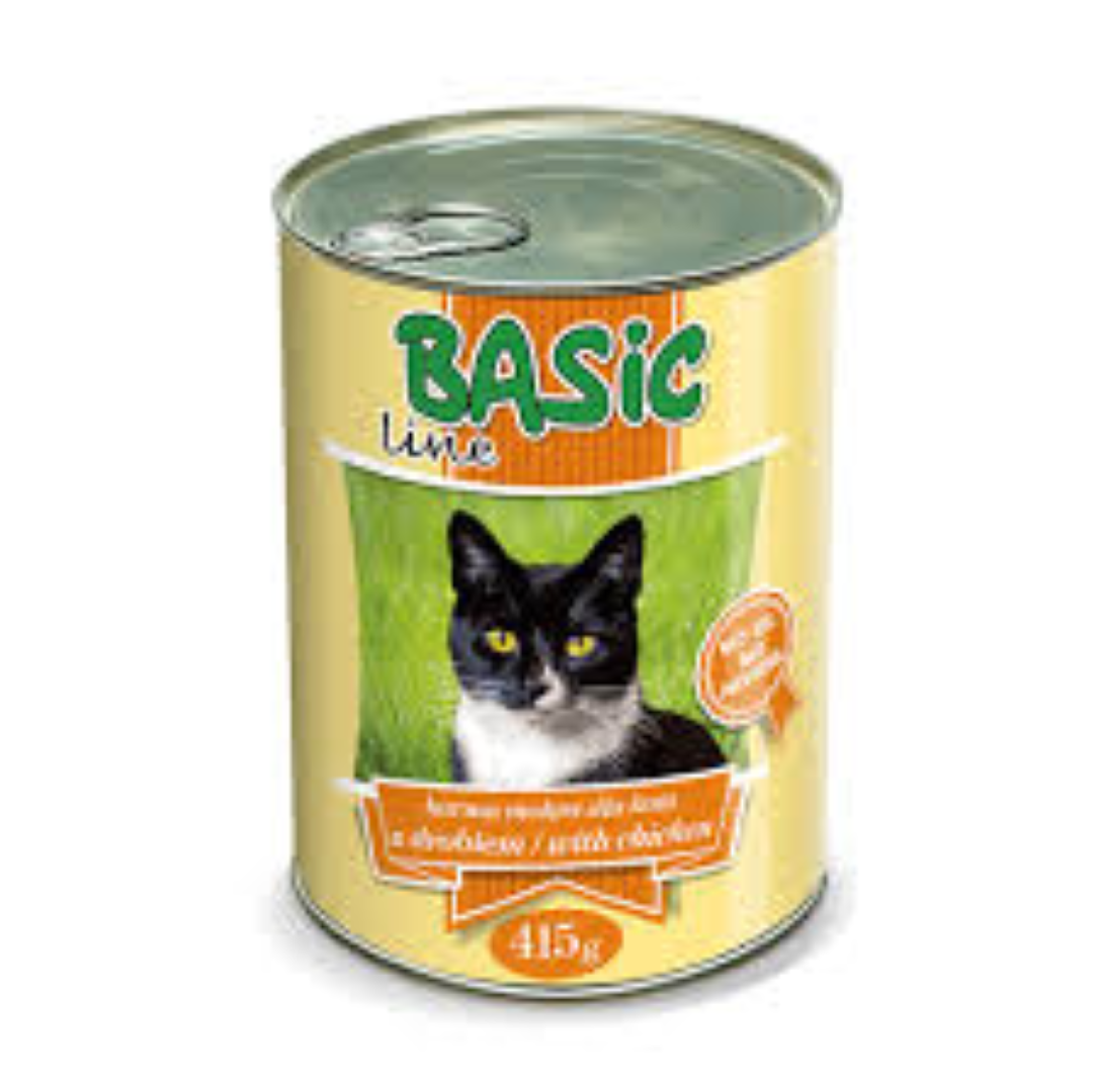 BASIC LINE WET CAT FOOD WITH CHICKEN 415GR CAN